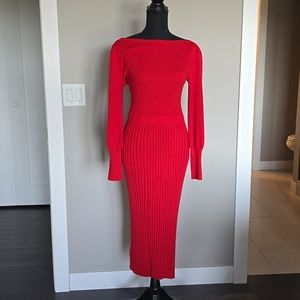 Ann Taylor red knit dress, Medium